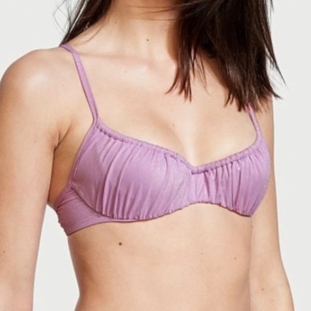 Victoria Secret Shimmer Swimwear Bra Size 36C Lavender Purple Summer Beach